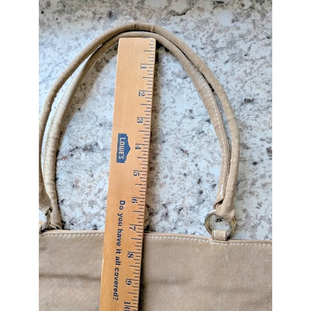 Wilsons Leather Maxima Tan Suede Soft Leather Purse Shoulder Bag Timeless Staple